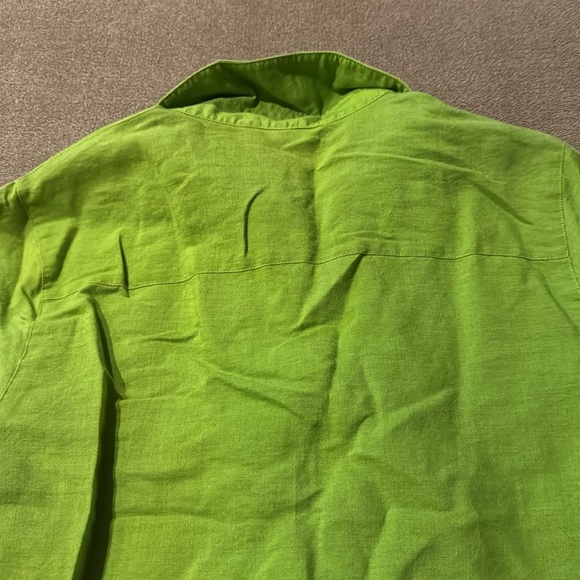 David N Petites Linen Blend Green Button Front Shirt Size Small (TD) - Picture 5 of 5
